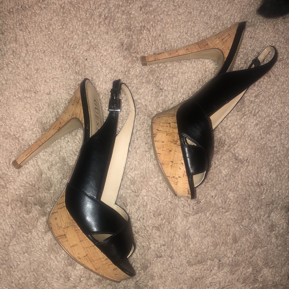 GUESS Patent Leather Sling Back Stilettos